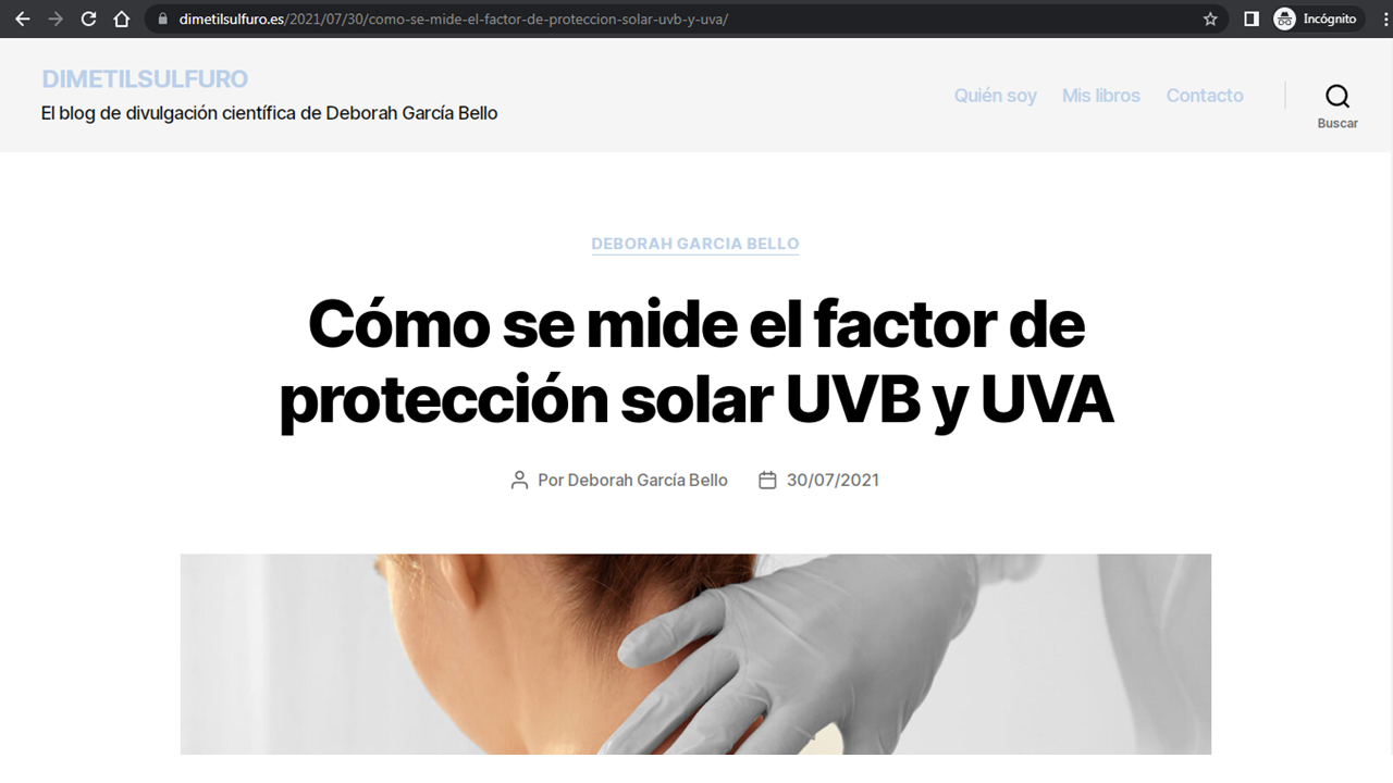 Captura de pantalla del artículo de blog del ejemplo.