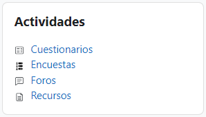 Imagen del bloque de Actividades en Moodle