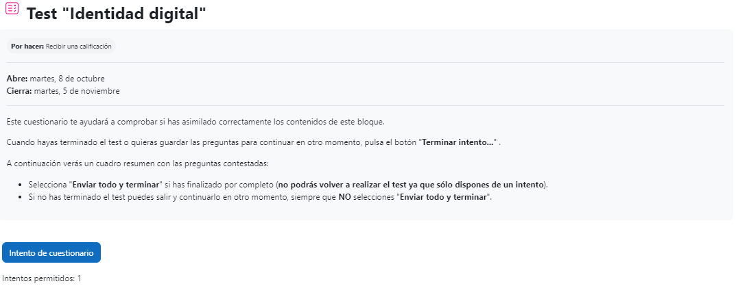 Captura de pantallas con las instrucciones para realizar el cuestionario