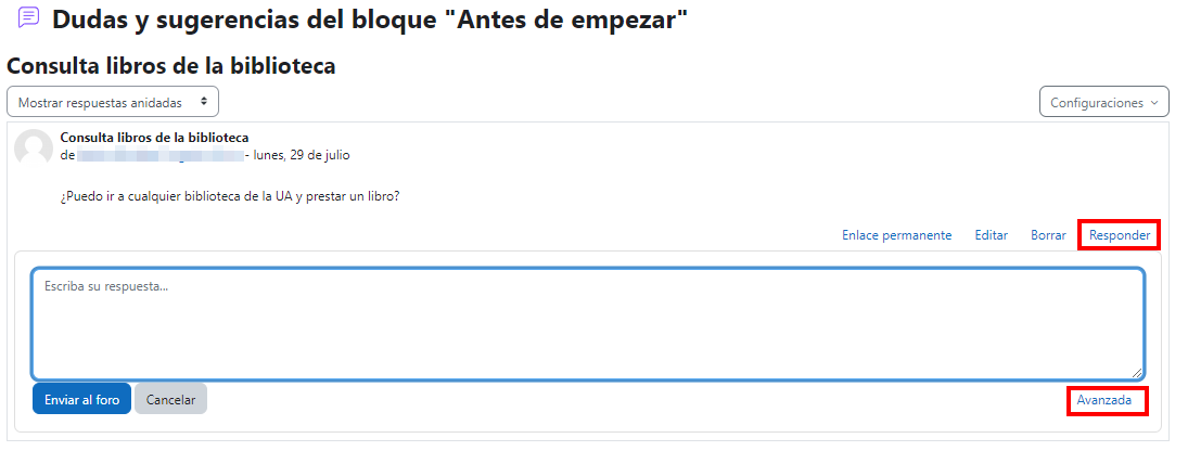 Imagen foro dudas y sugerencias para responder