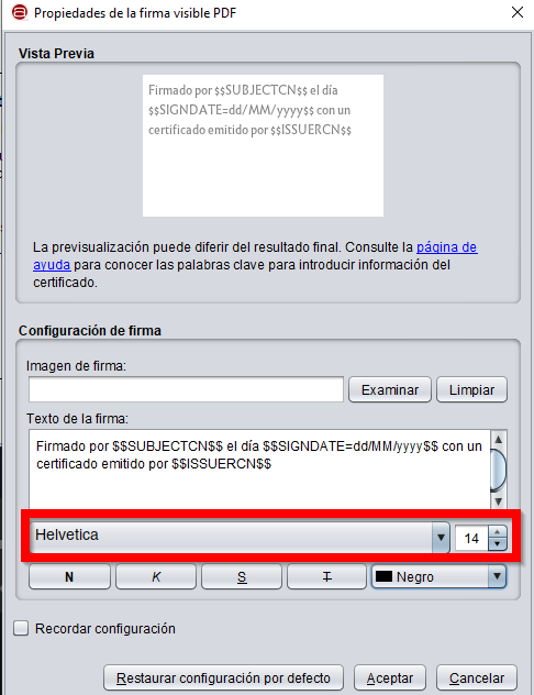 opciones configuracion firma opciones configuracion firma