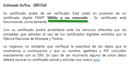Resultado validación certificado Resultado validación certificado