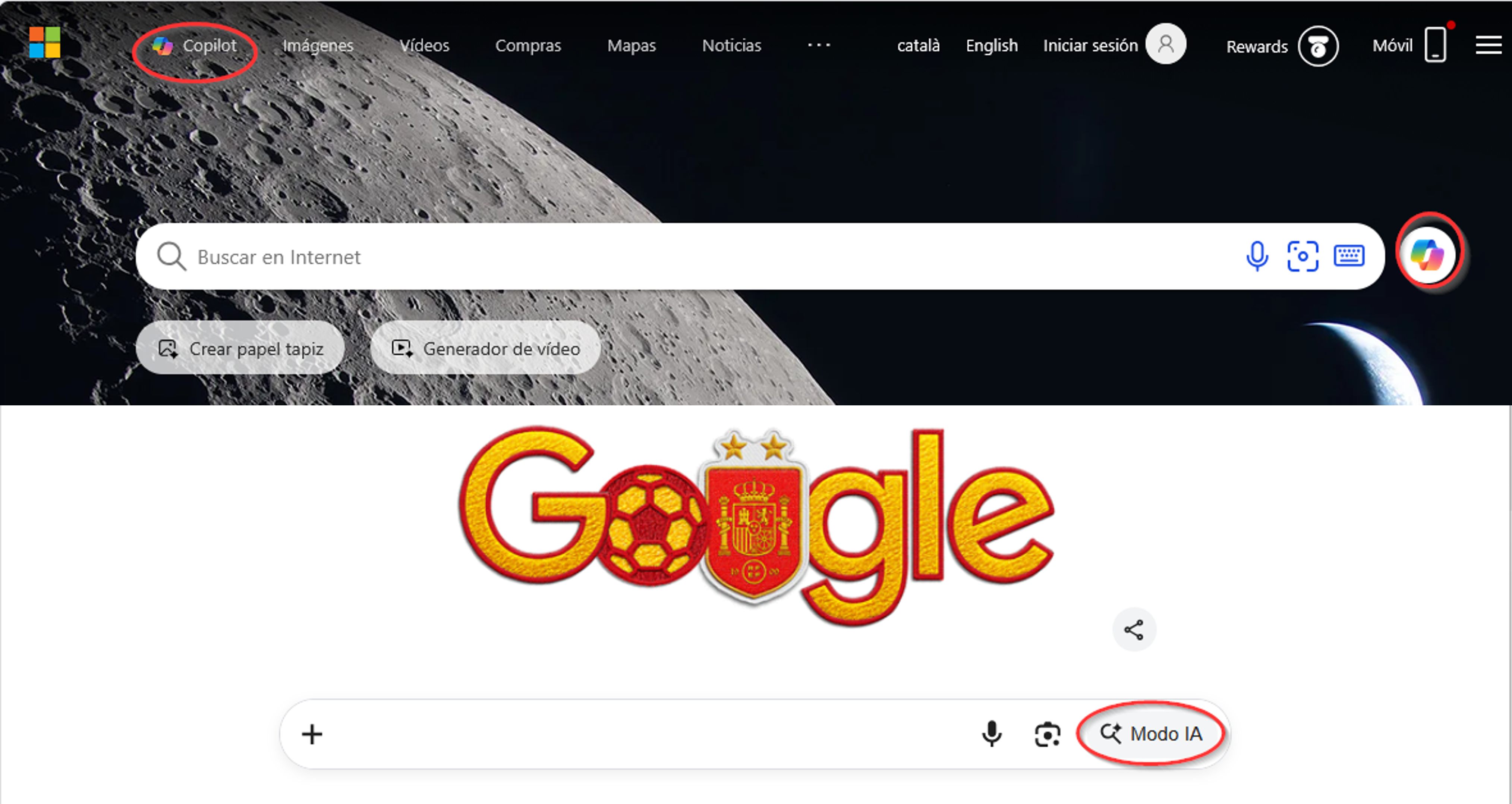 Imagen que refleja la incorporación de la IA en la interfaz de los buscadores Google y Bing.