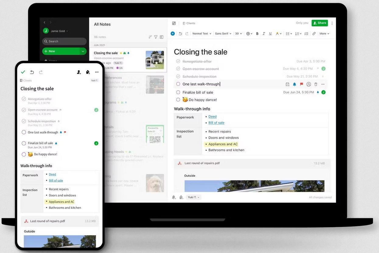 Evernote en varios dispositivos