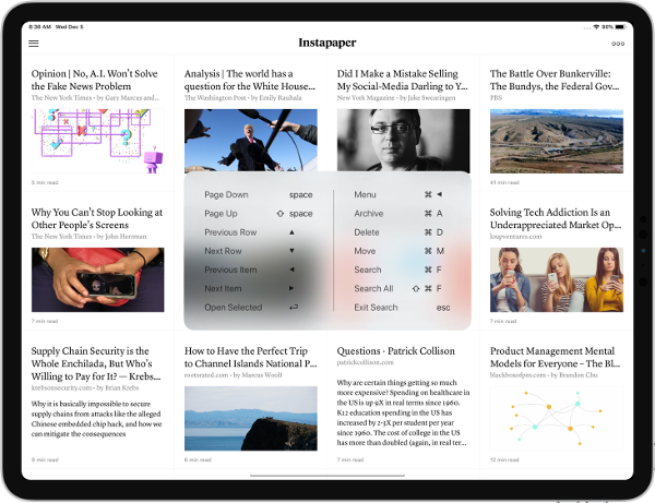 instapaper organizacion tablet clasificación de instapaper en una tablet