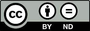 Icono de la licencia Creative Commons CC BY ND, de reconocimiento y no autorización para la creación de obras derivadas